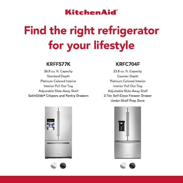 KitchenAid French Door Fridge (KRFC704FBS) - Black Stainless Steel with PrintShield™ Finish