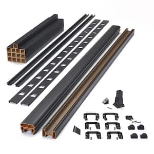 Transcend 8 ft. x 42 in. Charcoal Black Composite Rail Kit with Black Square Balusters-Horizontal