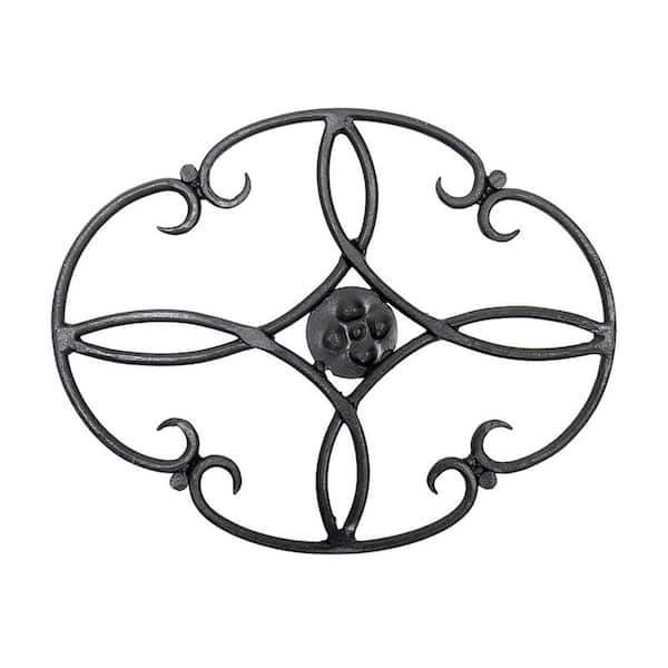 Oval Clover Wrought Iron Trivet, 10 Inch Long, Black