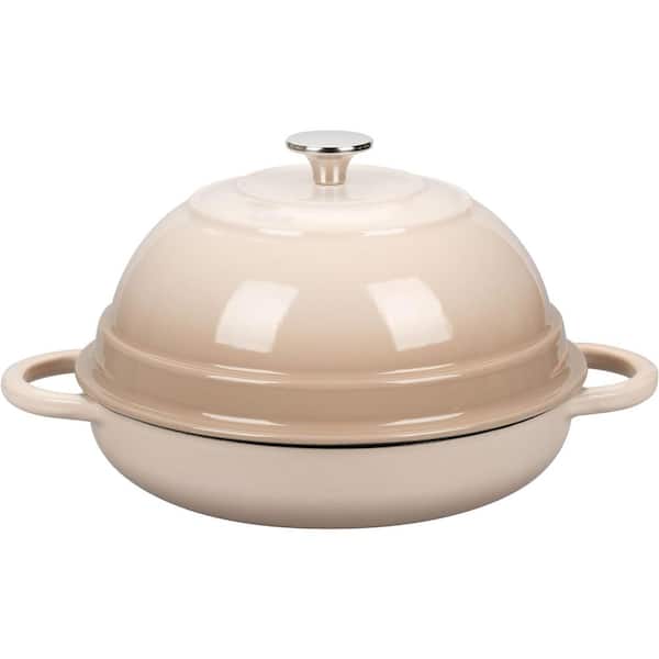 6 qt. Round Cast Iron Enameled Dutch Oven Pot in Latte with Lid, Compatible with All Cooktops, Oven Safe