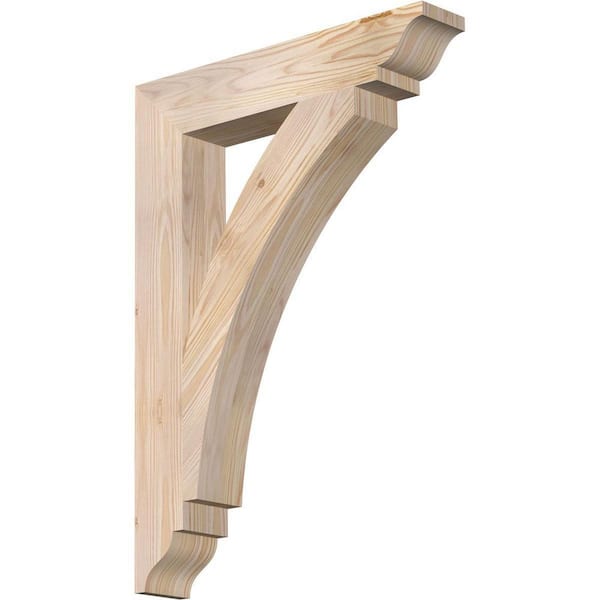 Ekena Millwork 3.5 in. x 28 in. x 20 in. Douglas Fir Thorton Traditional Smooth Bracket