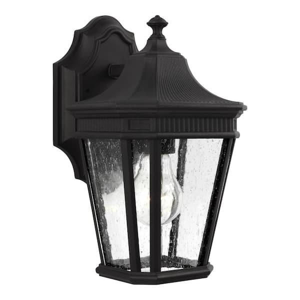Generation Lighting Cotswold Lane 1-Light Black Outdoor 11.5 in. Wall Lantern Sconce