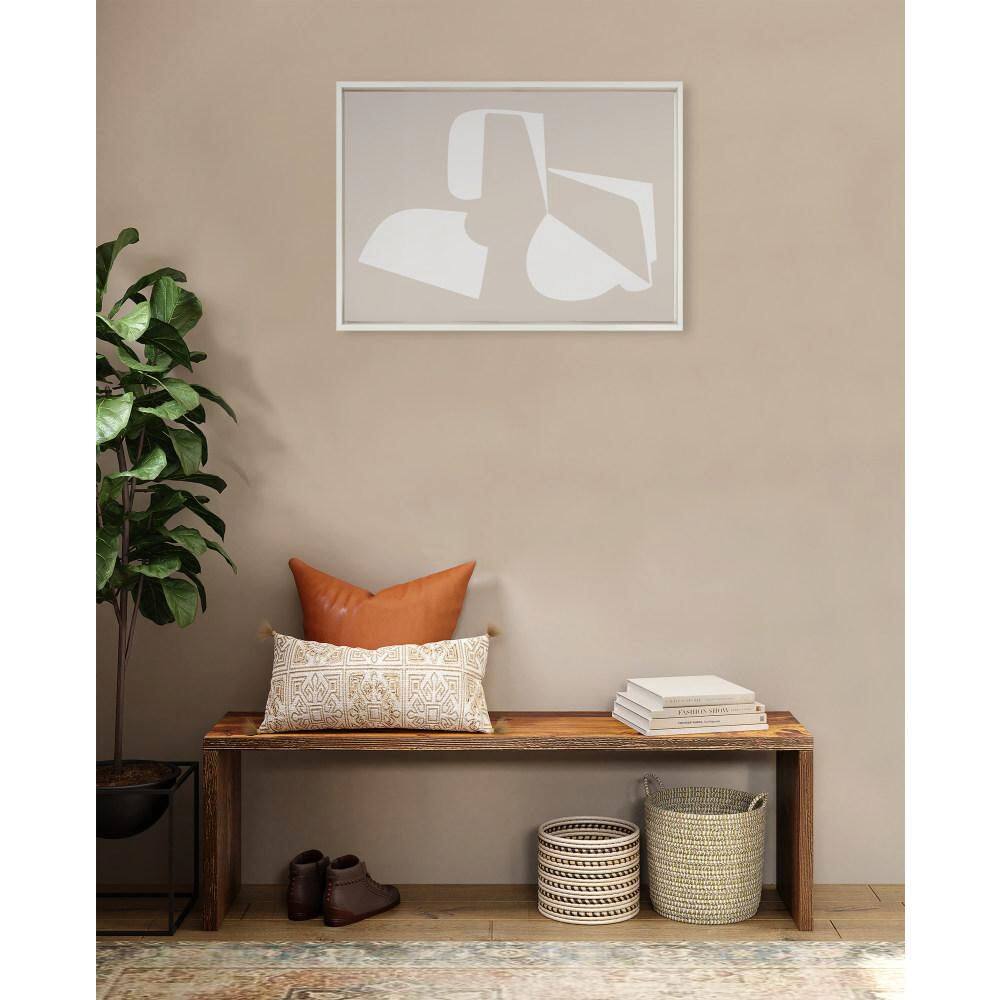 White and Beige Abstract Canvas Wall Art with Polystyrene Frame, 23x33