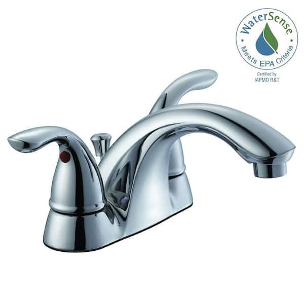 Builders 4 in. Centerset 2-Handle Low-Arc Bathroom Faucet in Chrome