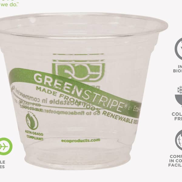 GREENER SETTINGS 12 oz. Clear Compostable Disposable Cups, Cold Drink Cups  [50-Pack] 50CPS12 - The Home Depot