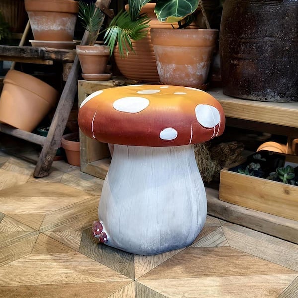 Sudzendf 13.39-inch Orange Plastic Resin Outdoor Garden Stool