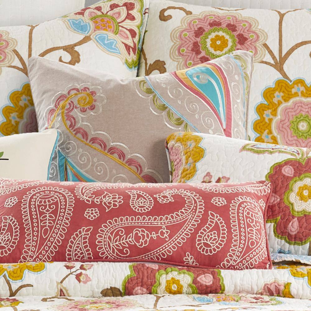 Ashbury Spring Embroidered Square Cotton Pillow