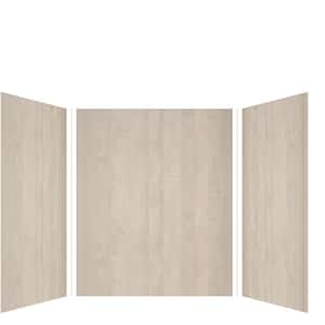 Expressions 60 in. x 60 in. x 72 in. 3-Piece Easy Up Adhesive Alcove Shower Wall Surround in Bleached Oak