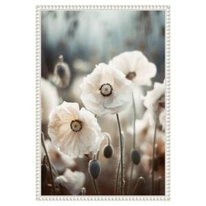 "White Poppy Field No 1" by Treechild 1-Piece Floater Frame Giclee Home Canvas Art Print 23 in. x 16 in.