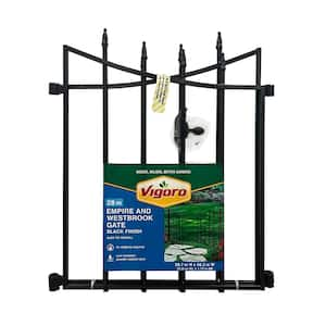 Empire/Westbrook 28 in. Black Steel Decorative Garden Fence Gate