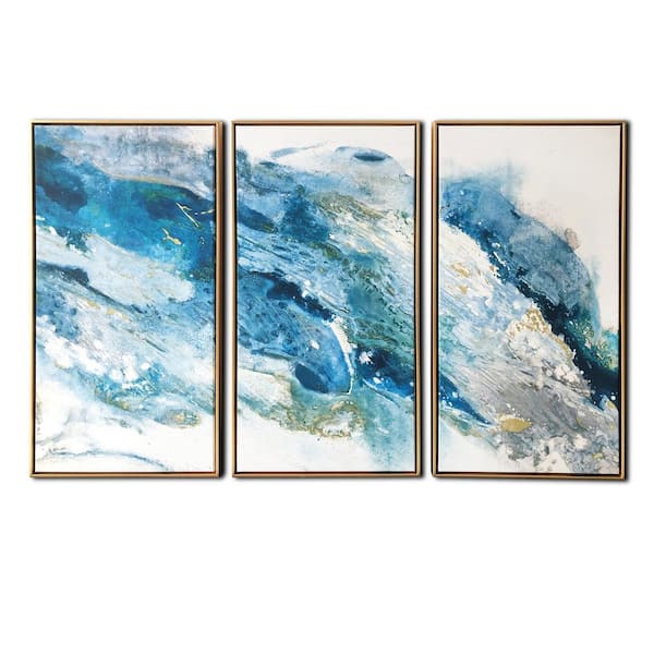 Regalite 3-Piece Floating Frame Abstract Canvas Modern Art Print 30 in. x  48 in. kc4562a - The Home Depot