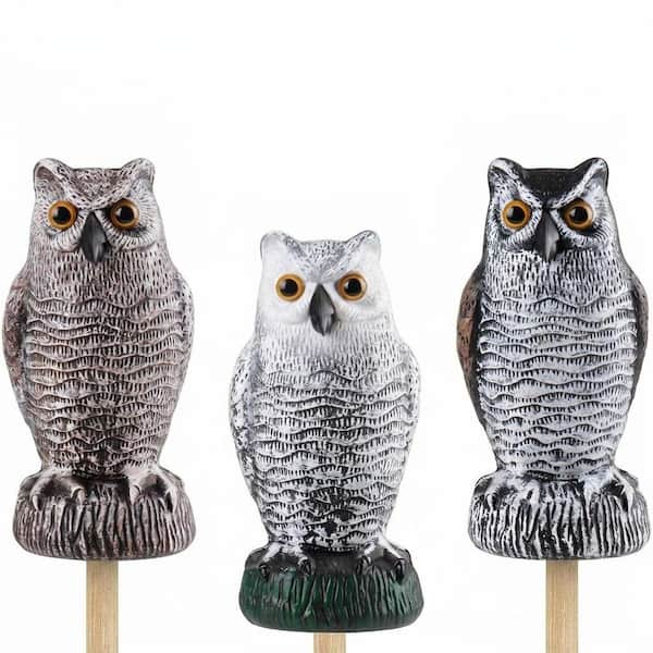 置物  bird owl Plastic Owl Statue Scarecrow Waterproof Garden Decor Realistic