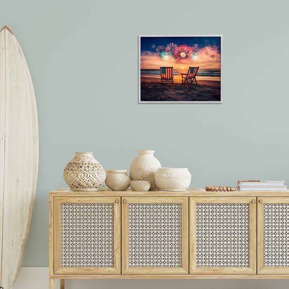 Summer Fireworks at Beach by Arlington Prints Gray Framed Country Giclee Art Print 16 in. x 20 in. price history on PriceWatchPro