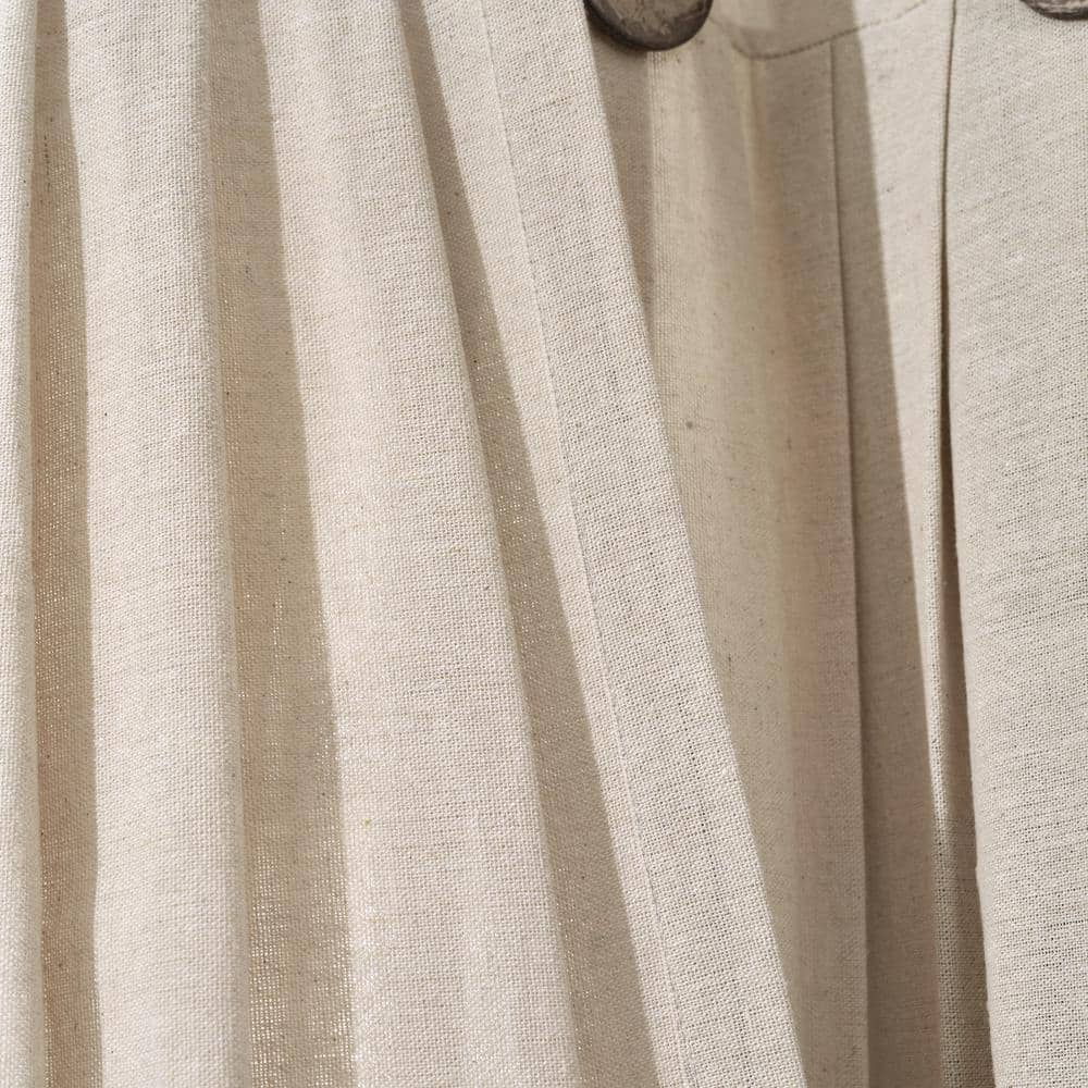 Dark Linen Light-Filtering Cotton Blend Pleated Curtain Panel