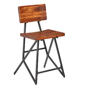 TRESTLE 23.75 in. Reclaimed Brown/Gun Metal Wood Counter Stool