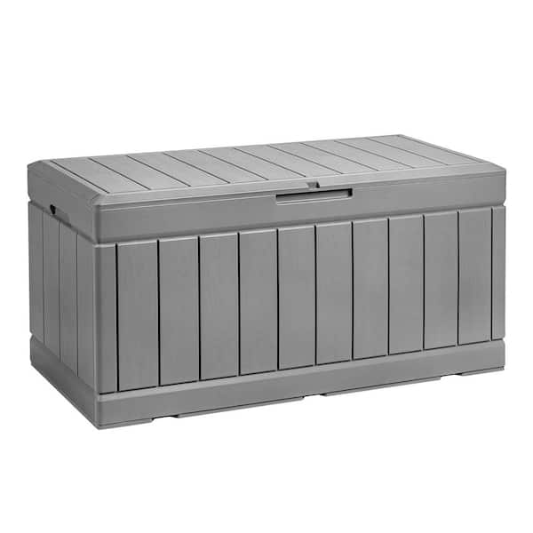 Unbranded 85 Gal. Grey Resin Deck Box with Lockable Lid