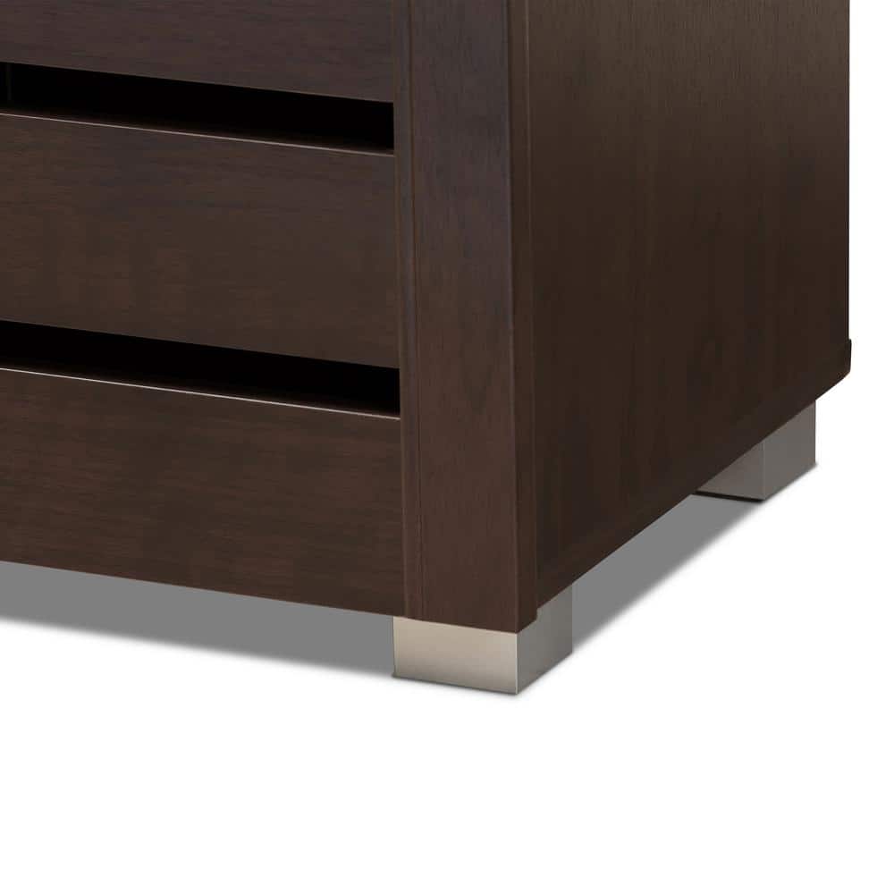 Adalwin Dark Brown 3-Door Wooden Shoe Storage Cabinet
