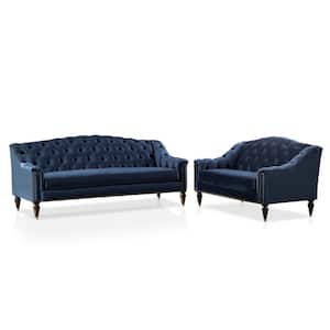 De Landa 2-Piece Blue Sofa Set