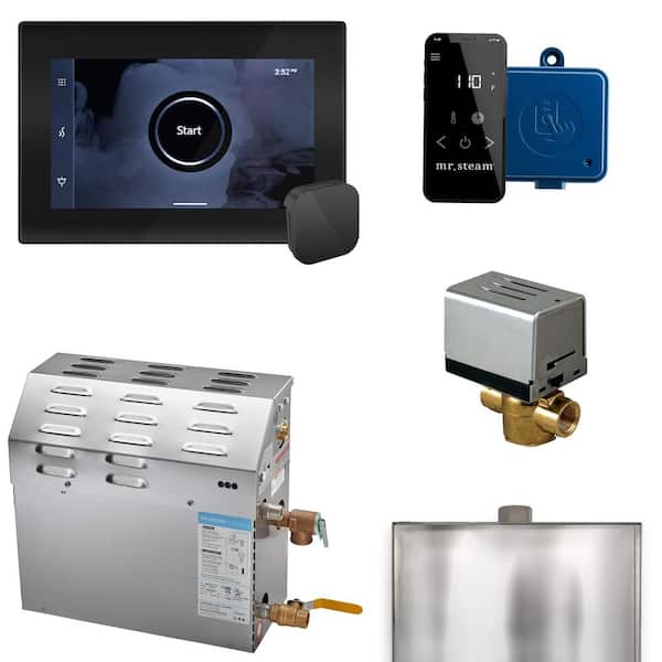 Mr. Steam MS (XButler) 6 kW (6000-Watt) Steam Shower Generator Package with iSteamX Control in Black Matte Black