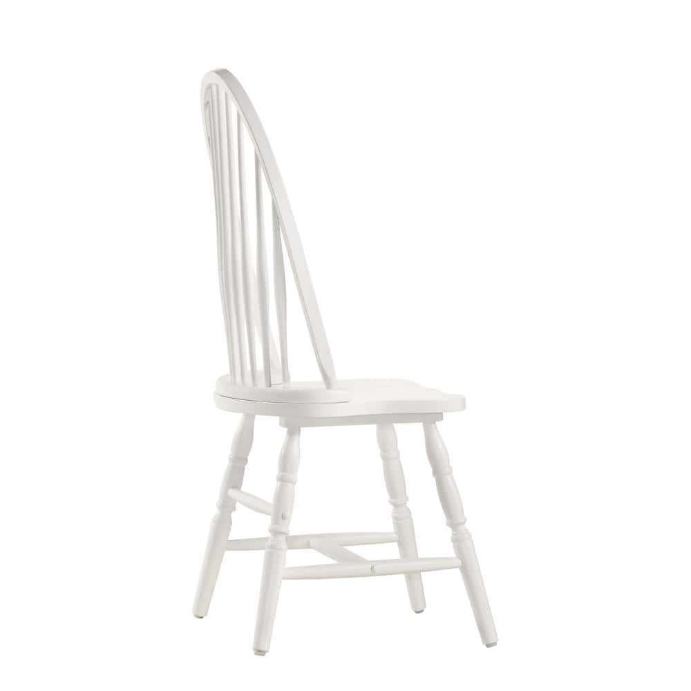 Traditional Pure White Windsor High-Back Side Chair in Wood