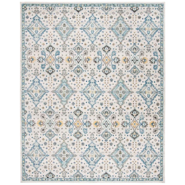 SAFAVIEH Evoke Ivory/Light Blue 9 ft. x 12 ft. Border Speckled Diamond Area Rug
