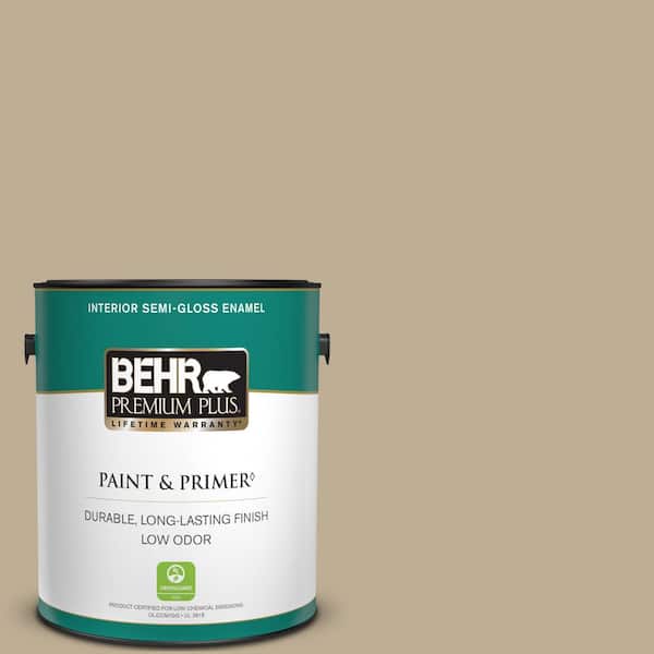 BEHR PREMIUM PLUS 1 gal. #740D-4 Mochachino Semi-Gloss Enamel Low Odor Interior Paint & Primer