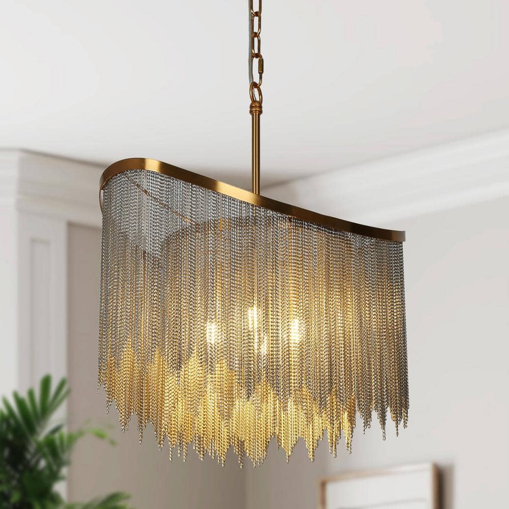 LNC Shoebill 4-Light Plating Brass Chandelier with No Bulb Included ...