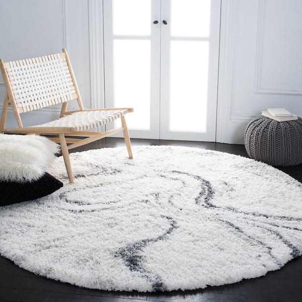 Fontana 10 ft. x 10 ft. Ivory/Gray Abstract Round Rug