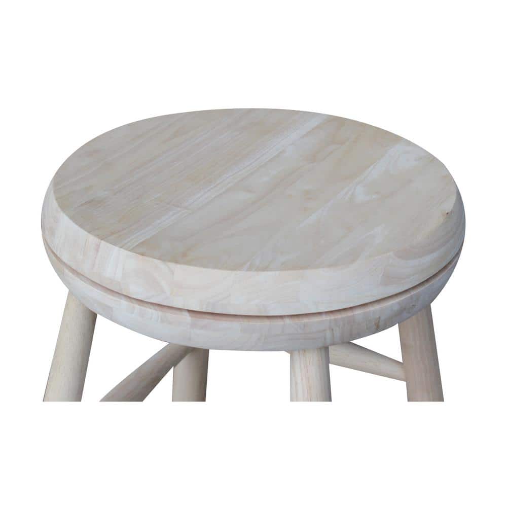 24-Inch Unfinished Swivel Solid Wood Counter Stool