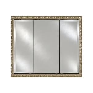 Signature Triple Door 38 in. x 30 in. Recessed or Optional Surface Mount Cabinet in Valencia, Gold
