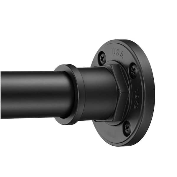 72 in. Stainless Steel Industrial Shower Curtain Rod in Matte Black, Never Rust Non-Slip 2-in-1 Tension Curtain Rod