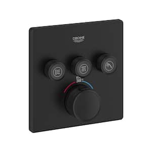 Grohtherm Smart Control Triple Function Square Thermostatic Trim with Control Module in Matte Black