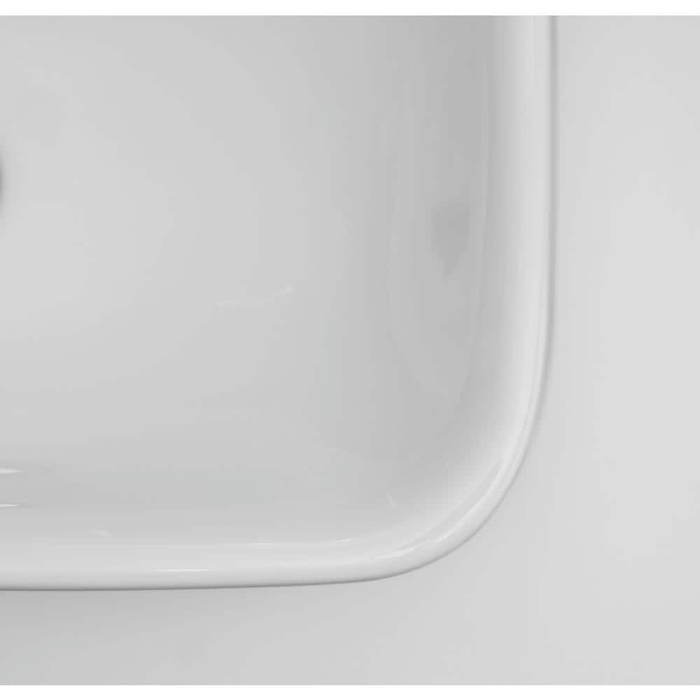DuraStyle White Ceramic Rectangular Drop-In Bathroom Sink