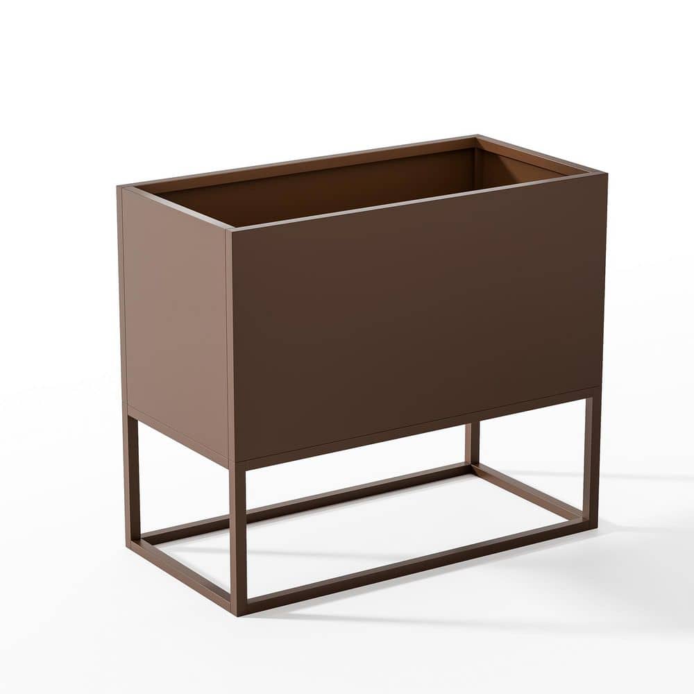36 x 18 x 19 in. Large Metal Rectangular Planter, Shelves, Drainage Holes E