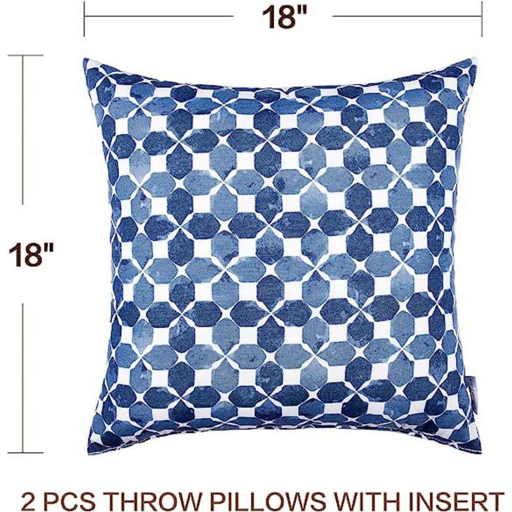Blue Geometric Pattern Square Outdoor Cushion Set