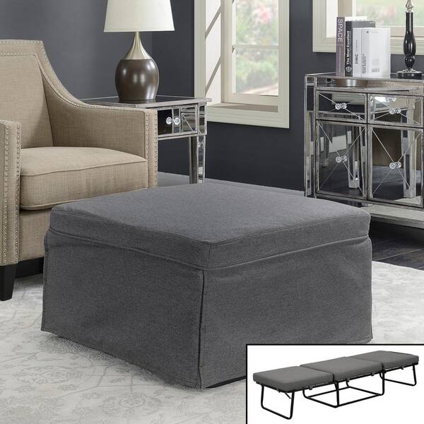 Convenience Concepts Designs4Comfort Soft Gray Fabric Folding Bed Ottoman