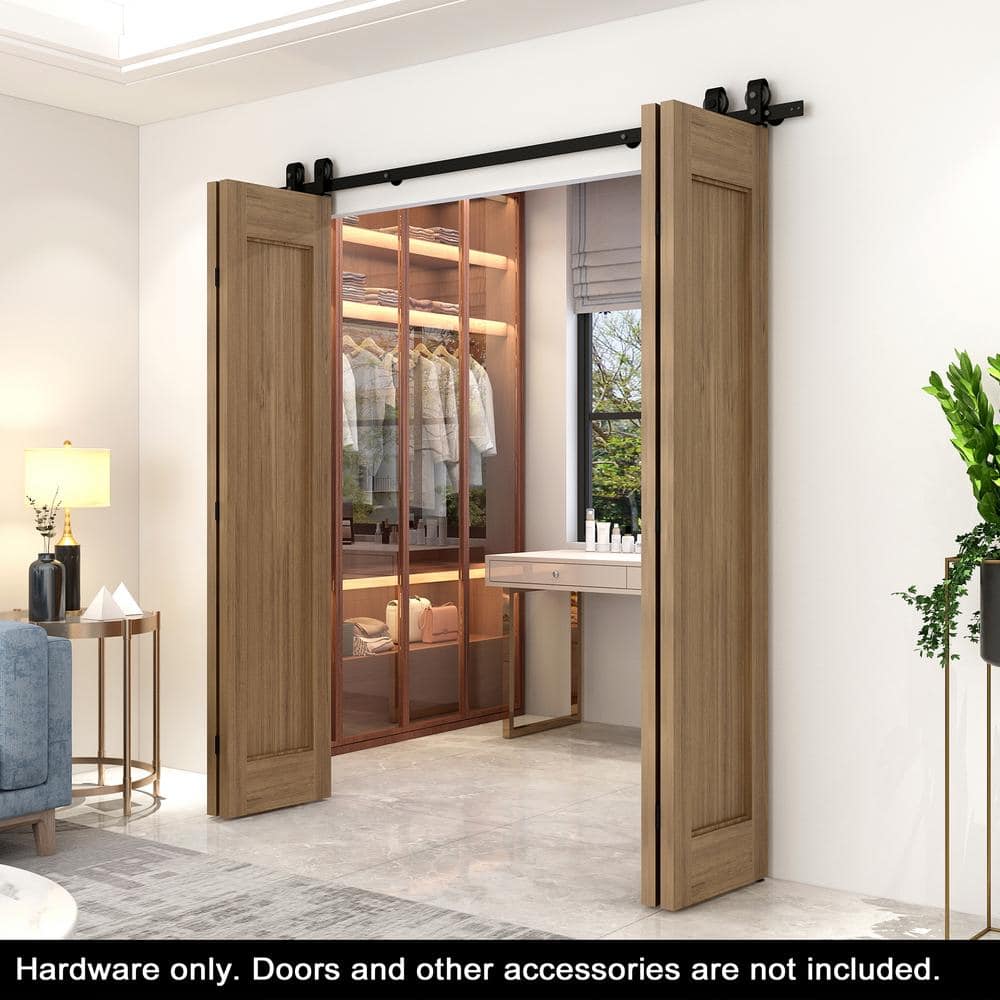 Matte Black Steel Bi-Fold Door Hardware Kit, 63 inches