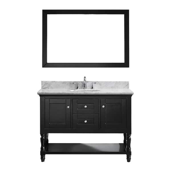Virtu USA Julianna 48 in. W x 22 in. D x 35 in. H Single Sink Bath Vanity in Espresso with Marble Top and Mirror