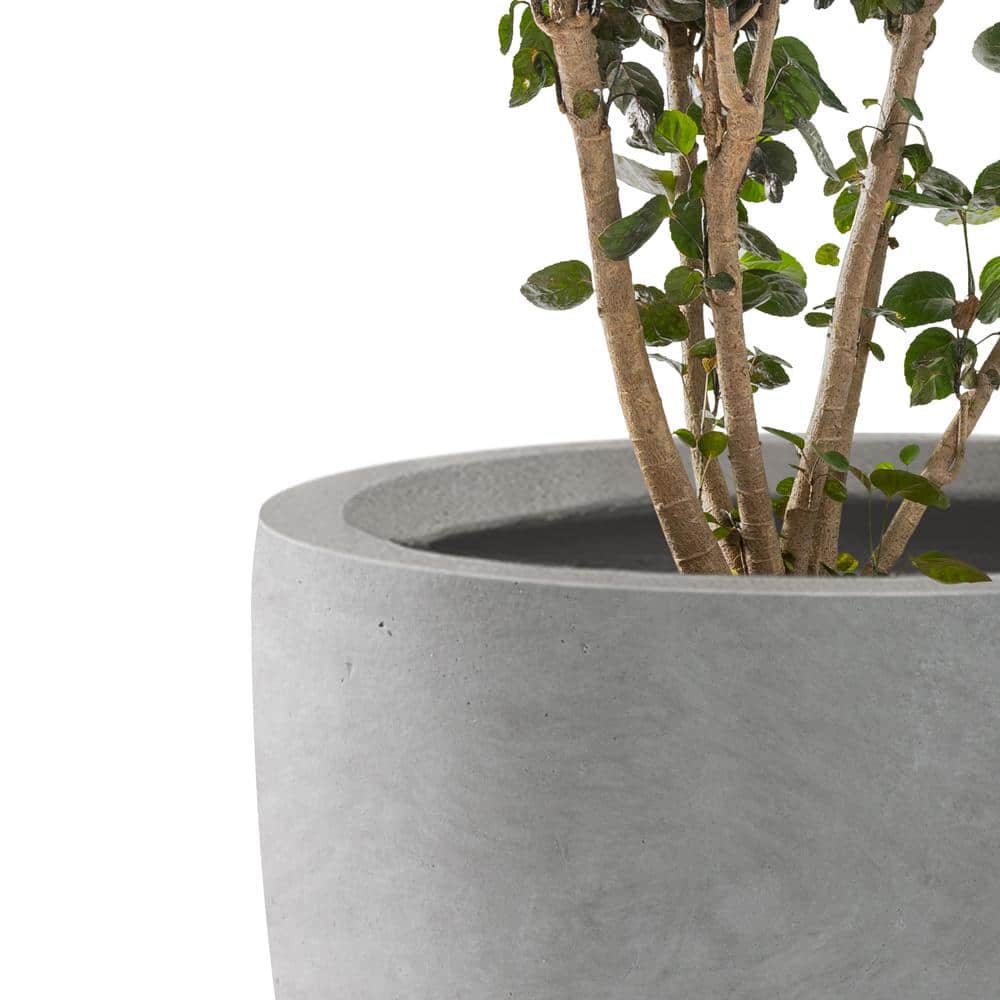 Natural Concrete Round Planters Set of 3 with Drainage Holes