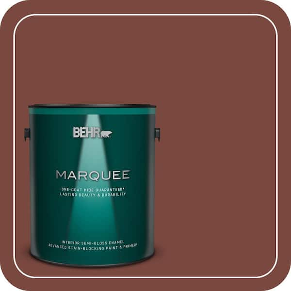 BEHR MARQUEE 1 gal. #S150-7 Fire Roasted One-Coat Hide Semi-Gloss Enamel Interior Paint & Primer