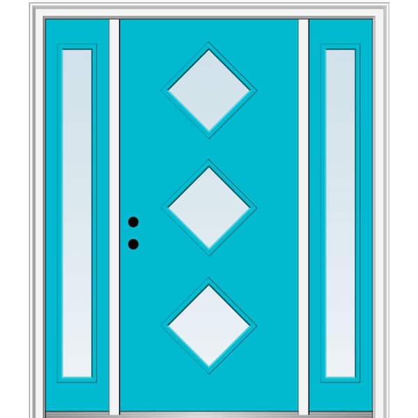 MMI Door 64.5 in. x 81.75 in. Aveline Right-Hand Inswing 3-Lite Clear Low-E Painted Fiberglass Prehung Front Door w/ Sidelites