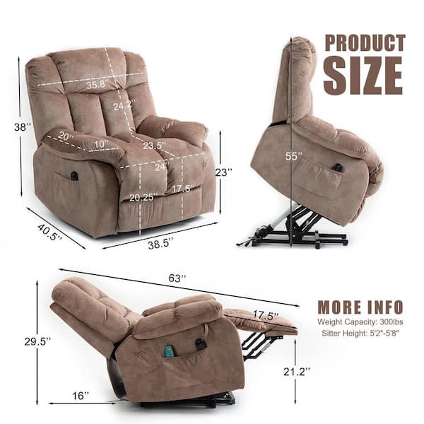 Camel Fabric Glider Recliner with Power Lift