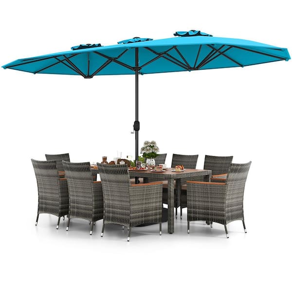 iwicker 15 ft double-sided patio umbrella ABCCANOPY 15FT Double Sided Pool with Base, Outdoor Porch Umbrella for Poolside, Lawn, Backyard (Green) About this item Large and high Costway 450cm Double-Sided Patio Umbrella