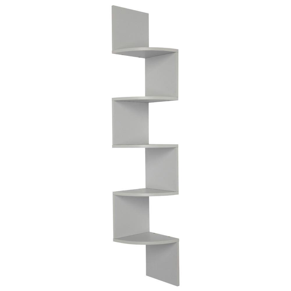 Winado 46 in. x 7 in. x 7 in. Grey MDF Decorative Wall Shelves with 5 ...