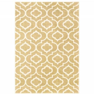 Gold and Ivory 2 ft. x 3 ft. Geometric Area Rug