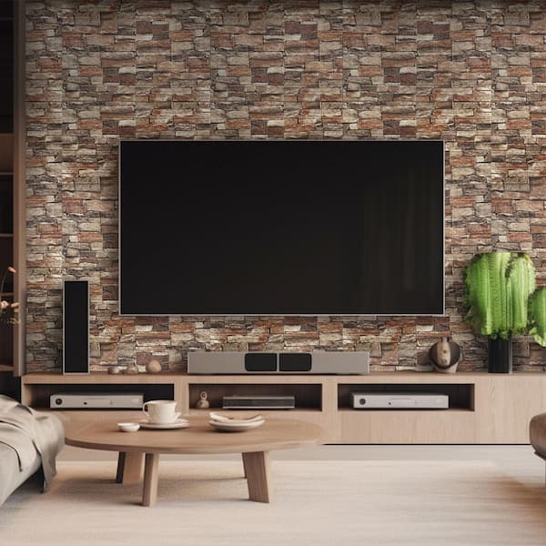 Gray 3D Brick Wall Panels Peel and Stick Self-Adhesive Faux Stone Wallpaper Foam Panels for Home Decor
