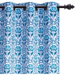 Blackout Curtains Thermal Insulated Light Blocking Grommets Curtain , Fantasy Flowers 52 in. W x 84 in. L (2-Panel)