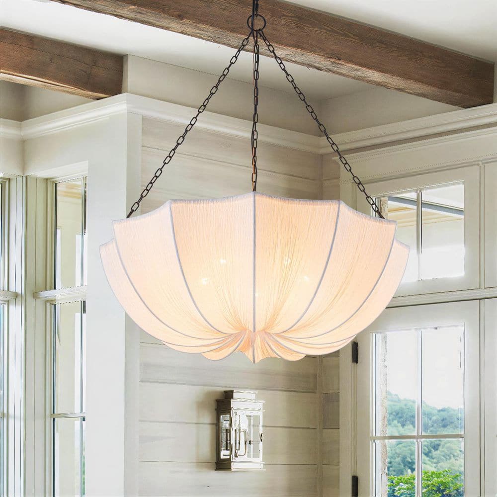 Ethan 5-Light French Fabric Pendant Light Black Chandelier price history on PriceWatchPro