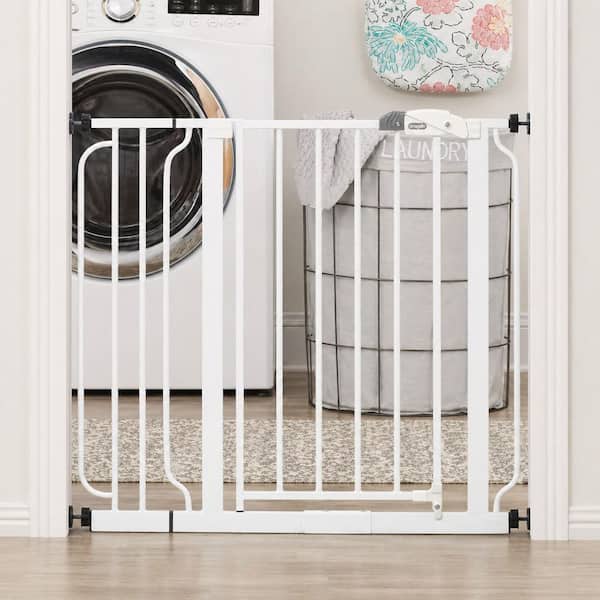 29 in. – 38.5 in. Easy Step Baby Gate, Pressure Mounted, White