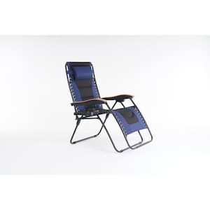 Steel Frame Outdoor Oversized Zero Gravity Chair with Navy Blue Cushion